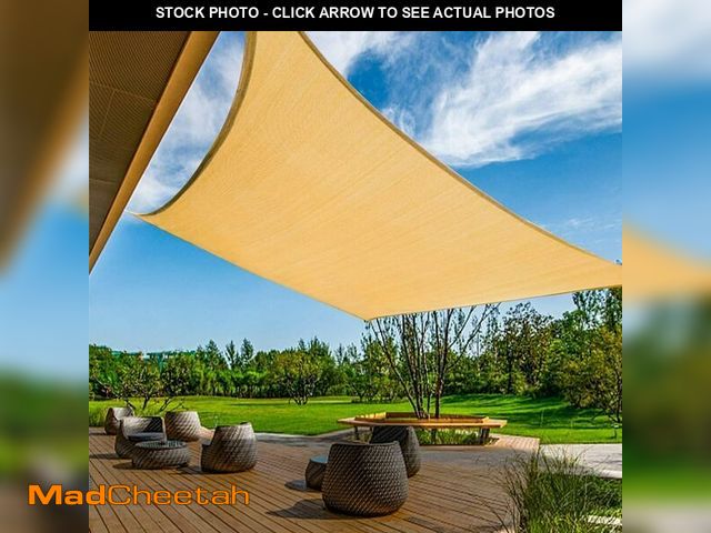 Lot 74-14383447 - NINXANG Sun Shade Sail Sand Yellow Rectangle 12FTx15FT Permeable Garden Canopy for Outdoor Patio Bac...