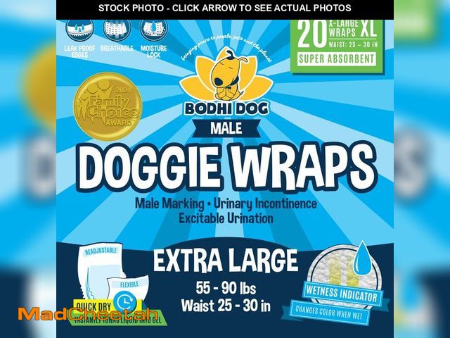 Lot 74-12970137 - Bodhi Dog Disposable Male Dog Diapers - Super Absorbent, Leak-Proof Pee Wraps - Adjustable Fit, Comf...