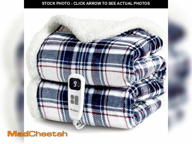 Lot 74-12710070 - blunique Heated Blanket Electric Throw-50''x60''Ultra Soft Cozy Plaid Flannel Fast Heating Electric ...