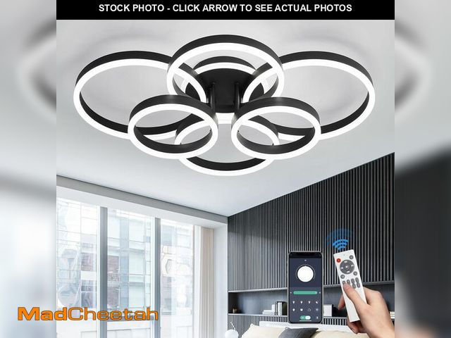 Lot 74-12547643 - ZGLAOJT Modern Ceiling Light Fixture LED Dimmable Ceiling Light with Remote Control 7 Rings 66W Flus...
