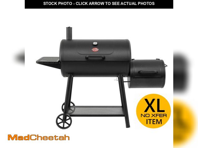 Lot 74-14344148 - (MISSING HARDWARE) Char-Griller Smokin' Champ Charcoal Grill Offset Smoker in Black with Charcoal Tr...