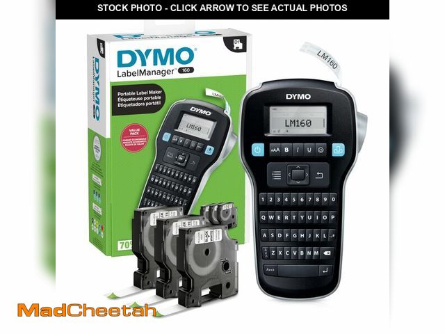 Lot 74-14058811 - DYMO LabelManager 160 Label Maker Bundle with 3 D1 Label Cassettes, Portable Handheld, QWERTY Keyboa...