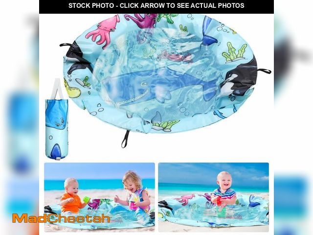 Lot 74-14065497 - Tondiamo 4.6 x 4.6 ft Beach Pool for Toddler Baby Beach Pool Blanket 2 in 1 Waterproof Sandproof Kid...