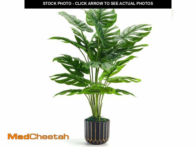 Lot 74-14207862 - Der Rose 28'' Fake Plants Tall Artificial Monstera Faux Plants Indoor Outdoor Tree for Living Room H...