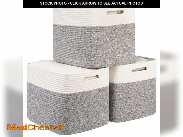 Lot 74-14062945 - OIAHOMY Cotton Rope Woven Baskets for Organizing 3-Pack 13x15x12.6IN Closet Storage Bins for Clothes...