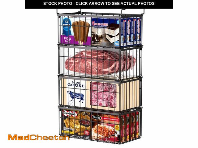 Lot 74-14337445 - MSERCUOR Freezer Organizer Bins, 4 Pack Stackable Deep Chest Freezer Organizer Bins, Foldable Basket...
