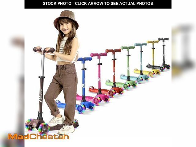 Lot 74-12760280 - Lifemaster Mini 3-Wheel Kids Scooter with Multi-Color Wheel Lights - 4-Height Adjustable Handlebar, ...