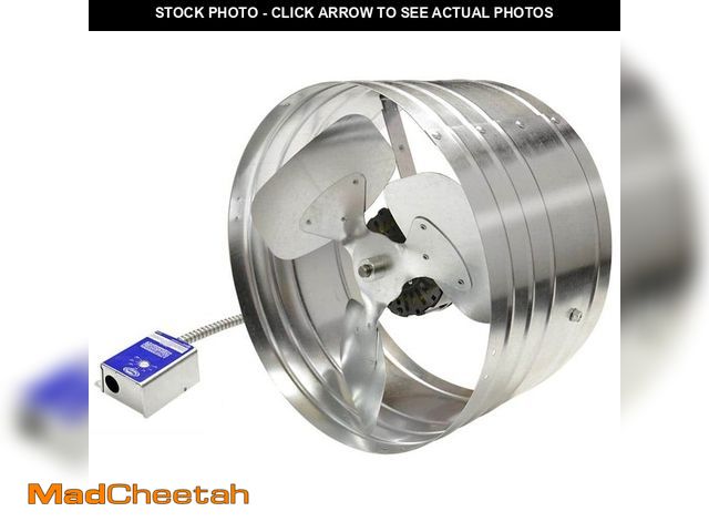 Lot 74-12673974 - (MISSING POWER BOX COVER) Master Flow 1600 CFM Silver Electric Powered Gable Mount Gable Louver Vent...