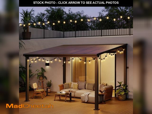 Lot 74-12690145 - Pamapic 10 * 12FT Wall Mounted Gazebo,Hardtop Lean to Pergola,Outdoor Gazebo,Aluminum Frame Pergola,...