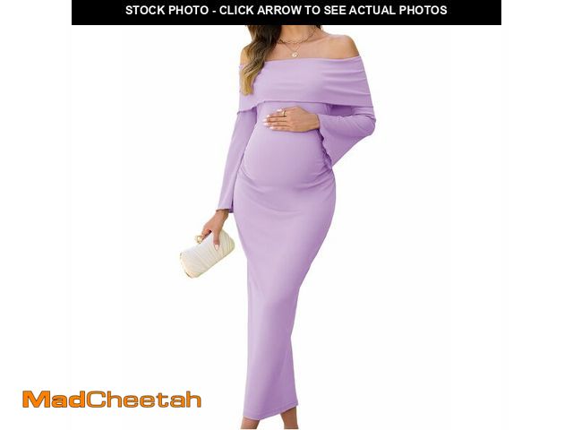 Lot 74-13711870 - AISWI Off The Shoulder Maternity Dress Bell Sleeves Ruched Bodycon Maxi Elegant Pregnancy Dresses Ba...