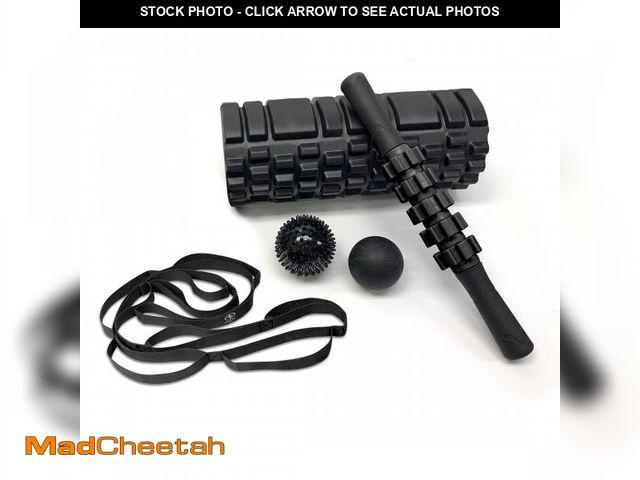 Lot 74-12533513 - (MISSING STICK) Athletic Works Full Body 5-Piece Fitness Recovery Kit,  Includes Carry Bag, Black - ...