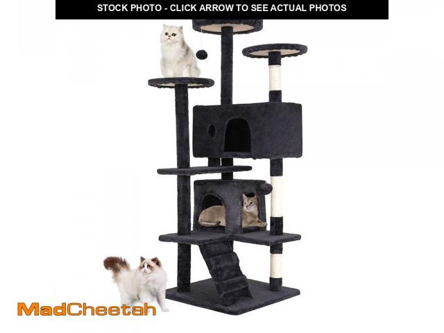 Lot 74-12415805 - BestPet | 54" Cat Tree Tower | Dark Gray | Sturdy, Easy to Assemble, Multi-Level Activity Center wit...