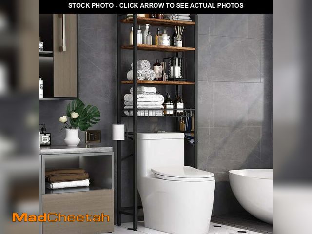 Lot 74-14350052 - Biemlerfn Over The Toilet Storage Shelf, 4-Tier Wooden Bathroom Organizer Adjustable Saver Space Rac...