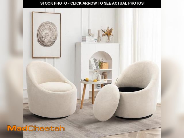 Lot 74-12196729 - Swivel Barrel Accent Chair Set of 2, 360 Swivel with Hidden Storage, Modern Small Round Accent Chair...