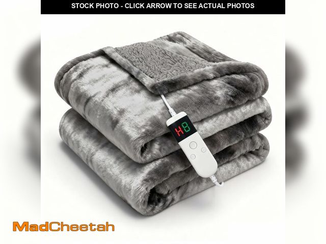 Lot 74-14266095 - Cushious Electric Heated Blanket Throw 50''x60''Size Faux Fur Heating Blanket 10 Heating Settings, 1...