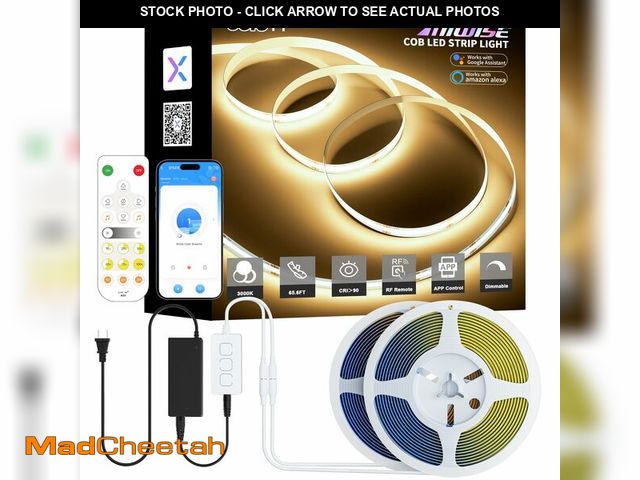Lot 74-14211387 - MIWISE COB LED Strip Lights 65.6ft/20m,UL-Listed CRI 90+ Dimmable 3000K Warm White Super Bright,with...