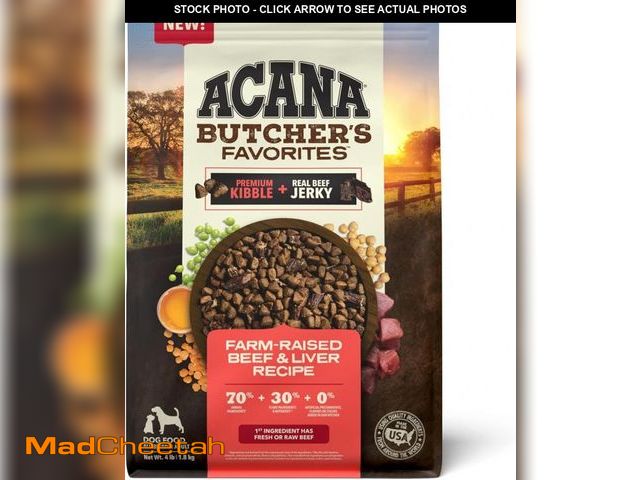 Lot 74-12398766 - ACANA Butcher's Favorites Grain-Free Dry Dog Food Farm-Raised Beef &amp; Liver Recipe 4lb Bag BB12.2...
