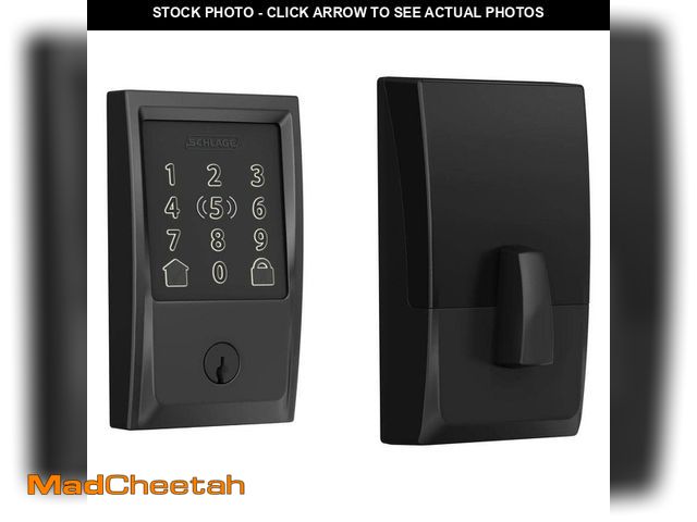 Lot 74-13772409 - Schlage Century Matte Black Electronic Encode Plus Smart WiFi Deadbolt with Alarm - UNUSED