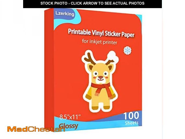 Lot 74-12328872 - Lzerking Printable Vinyl Glossy Sticker Paper for Inkjet Printer 100 Sheets White Waterproof Self-Ad...