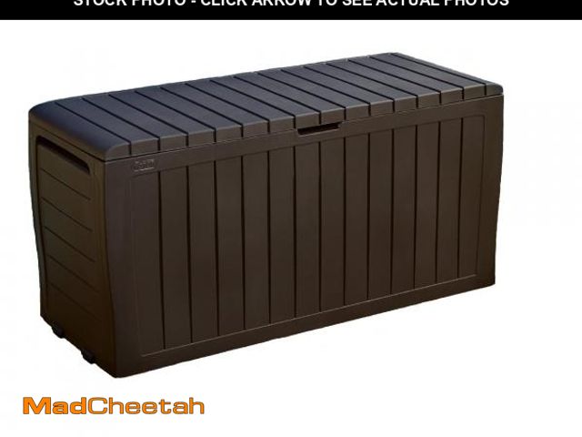 Lot 74-12494223 - Keter Marvel Plus 71 Gallon Resin Outdoor Storage Box for Patio Furniture Cushions, Throw Pillows, G...