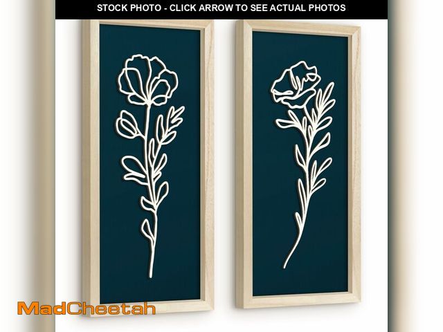 Lot 74-14214928 - VIYYIEA Wooden 3d Floral Bathroom Wall Decor, Ready-to-Hang Framed Wall Art For Living Room, Bedroom...