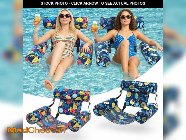 Lot 74-14272760 - Sunikko X Pool Floats Adult 2 Packs Fabric Heavy Duty Inflatable Pool Chair Hammock, Blow Up Floatie...