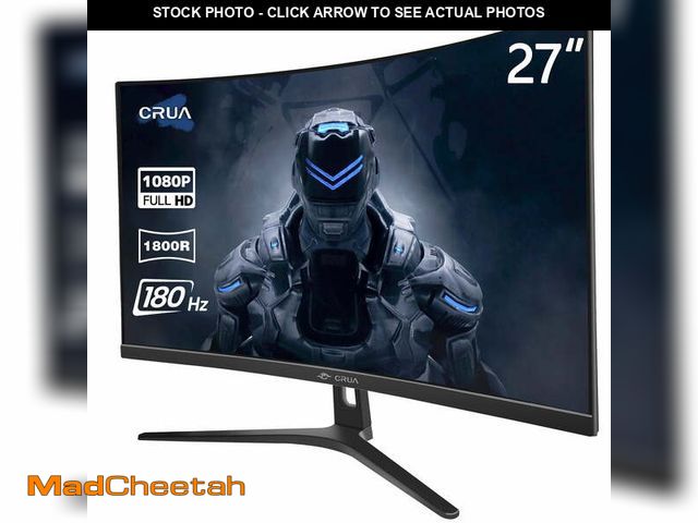 Lot 74-12549025 - CRUA 27" 165Hz/180Hz Curved Gaming Monitor - FHD 1080P,FreeSync,1800R Frameless Computer Monitor, 1m...