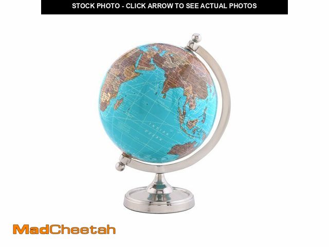Lot 74-14271727 - Rely+ Earth Light Blue Rotating Globe of The World with Silver Stand (NOT PLASTIC!) for Bookcase She...