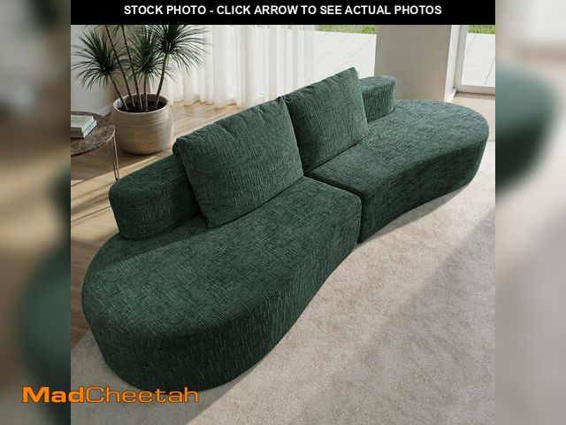 Lot 74-12549762 - 98" Half Moon Sofa Oversized Curved Couch, 38 Inch Extra Deep Seating Upholstered Sofa for Living Ro...