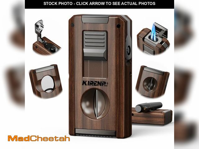 Lot 74-12697632 - 5-in-1 Multifunctional Torch Lighter with Dual Jet Flames, Straight &amp; V Cutter, Punch, Holder, w...