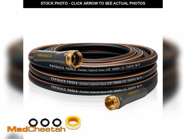 Lot 74-14208899 - FXFOUCS Heavy Duty Garden Hose Ã¢â¬â 5/8 Inch Flexible, Lightweight Hybrid Hose with 600 PSI Burs...