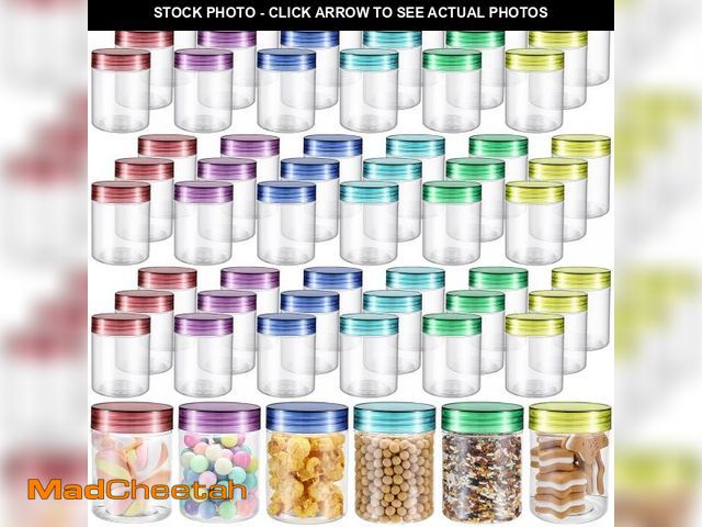 Lot 74-12442345 - Sliner 60 Pcs 8 oz Plastic Jars with Lids Clear Round Leakproof Storage Containers Empty Refillable ...
