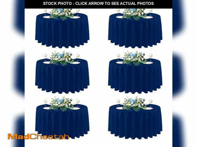 Lot 74-14052505 - sancua Navy Blue Round Tablecloths 90 Inch, 6 Pack - Circle Fabric Cloth Table Cloths for Wedding Pa...