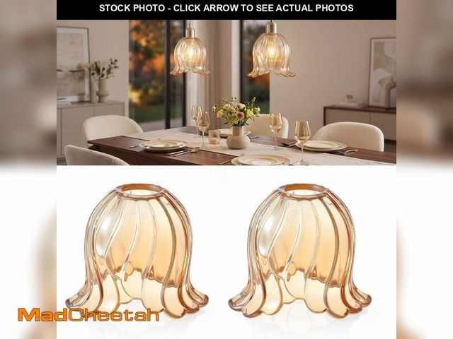 Lot 74-14385751 - Teenyyou 2 Pcs Small Amber Glass Lamp Shade Compatible with E26/e27 Base Lily Mini Wall Sconce Shade...