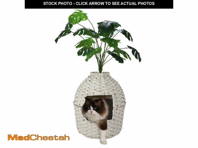 Lot 74-12865754 - Petsome Cat Litter Box Enclosure with Fake Plant, Plant Hidden Litter Box for Large Cat, Handwoven R...