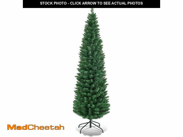 Lot 74-12803521 - Costway 6Ft PVC Artificial Pencil Christmas Tree Slim Stand Green - UNUSED