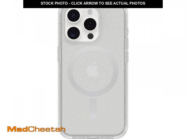 Lot 74-11908845 - OtterBox iPhone 15 Pro (Only) Symmetry Series Clear Case - Stardust (Clear/Silver), Snaps to MagSafe...
