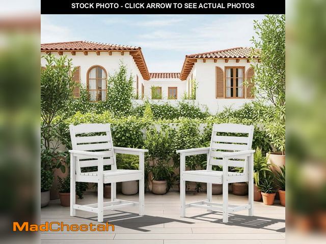 Lot 74-13779963 - SERWALL Patio Dining Chair Set of 2,HDPE Outdoor Dining Chairs, White - UNUSED