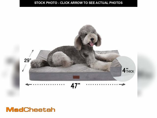 Lot 74-12550003 - Ophanie 47in Gray Orthopedic Dog Bed for Large Dogs with Non-Slip Bottom, Waterproof and Machine Was...