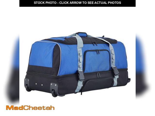 Lot 74-12407351 - Protege 36 in Jumbo Drop-Bottom Rolling Travel Duffel Bag for Travel, Blue and Black - USED