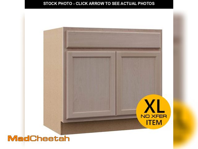 Lot 74-12774814 - Hampton Bay Recessed Panel 36 in. W x 24 in. D x 34.5 in. H Assembled Sink Base Cabinet in Unfinishe...