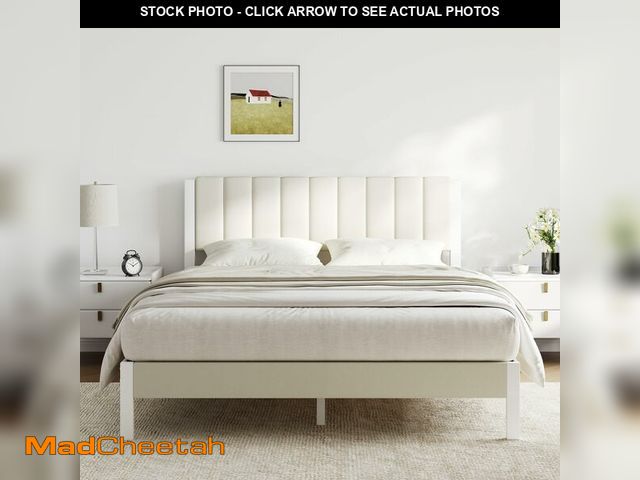 Lot 74-14611521 - Novilla Full Bed Frame with Piano Keys Headboard and Footboard, Metal Platform Bed Frames Full Size,...