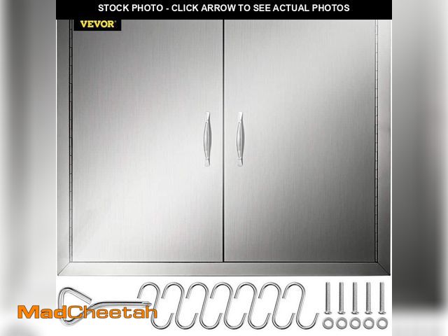 Lot 74-14242622 - (MISSING HARDWARE) VEVOR BBQ Double Access Door 31 in. W x 24 in. H BBQ Door Stainless Steel Wall Co...