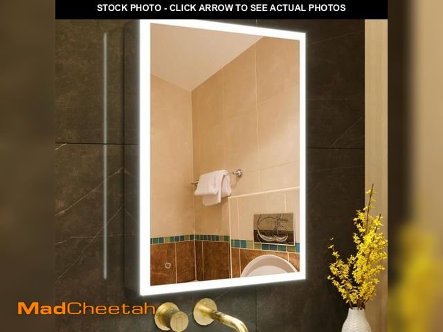 Lot 74-12160761 - KWW LED Lighted Bathroom Medicine Cabinet with Sockets &amp; USBs, Dimmable, 3 Color Light Makeup Mi...
