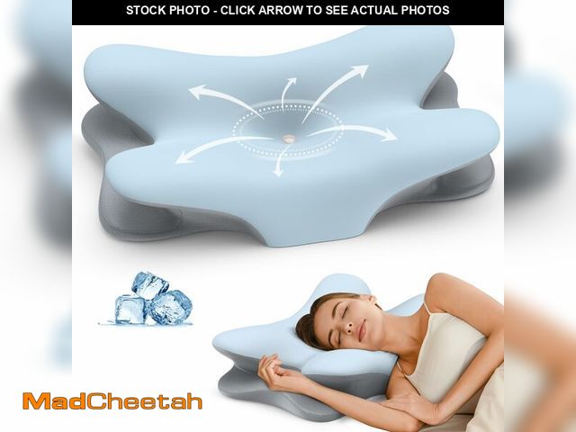 Lot 74-13563796 - Cervical Neck Pillow for Pain Relief - Ergonomic Side Sleeper Pillow for Neck Support, Cooling Memor...