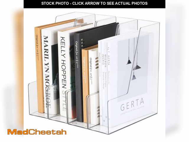 Lot 74-14207397 - CiWiVOKi Vertical File Holder, Clear PET Desk Organizer and Storage Bins Holding for Magazines, Bind...