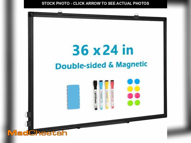 Lot 74-14070945 - DOLLAR BOSS Magnetic Whiteboard Double-Sided Dry Erase Board for Wall, 36 X 24 Inches, Wall Mounted ...