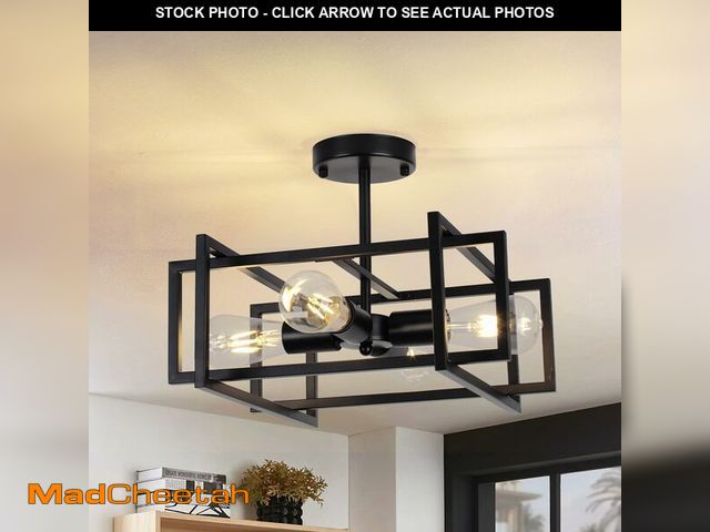Lot 74-13960313 - Fenluster Industrial Semi Flush Mount Ceiling Light Fixture,4-Light Kichen Light Fixture Ceiling Mou...