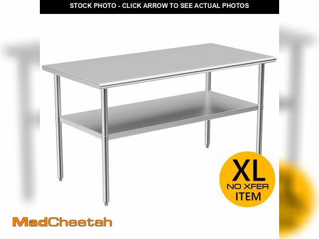 Lot 74-14611922 - Stainless Steel Table for Prep &amp; Work, 30x58 Inches, Metal Commercial Heavy Duty Table with Adju...