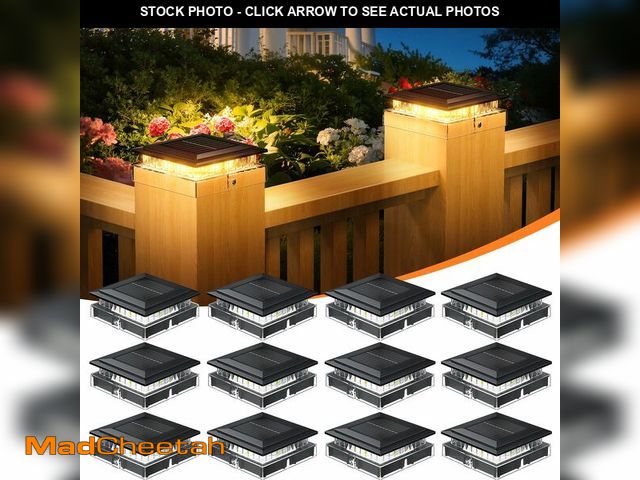 Lot 74-14147000 - ENSLI 12 Pack 4x4 Solar Post Cap Lights Outdoor, Fence Post Solar Lights with Warm Light Mode, Water...